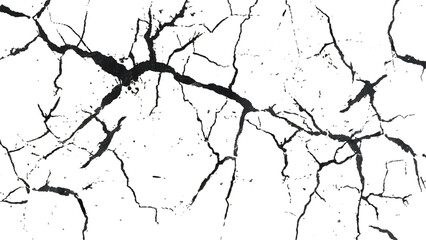 Crack texture lines isolated on transparent background. Vector grunge style cracked texture with cracked pattern for abstract background.