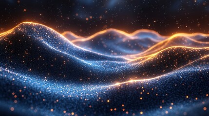 Elegant Luminous Hills with Glowing Blue Light