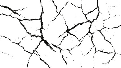 Crack texture lines isolated on transparent background. Vector grunge style cracked texture with cracked pattern for abstract background.
