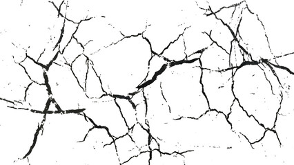 Crack texture lines isolated on transparent background. Vector grunge style cracked texture with cracked pattern for abstract background.