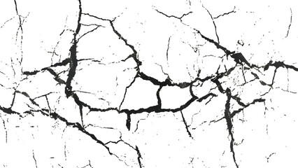 Crack texture lines isolated on transparent background. Vector grunge style cracked texture with cracked pattern for abstract background.
