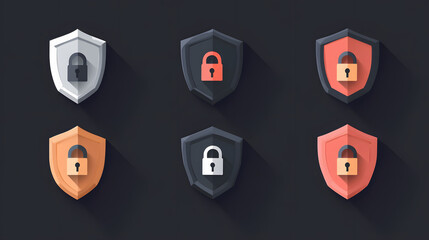 Naklejka premium Security shield sign vector illustration, Lock security icon, Set of security shield icons, securityshields symbols with check mark and padlock, Shield security icon, Safety, protection sign