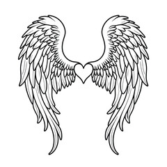 Vector outline wings on white background