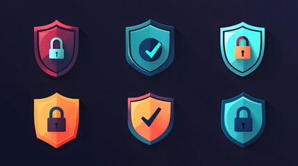 Security shield sign vector illustration, Lock security icon, Set of security shield icons, securityshields symbols with check mark and padlock, Shield security icon, Safety, protection sign
