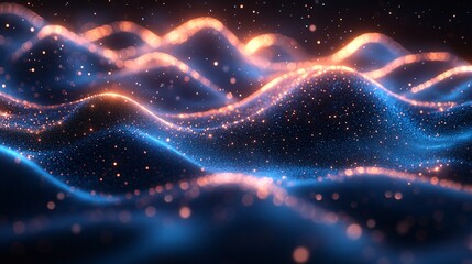 Obraz premium Radiant Blue Hills with Glowing Lines and Sparkles