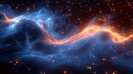 Obraz premium Luminous Blue Flowing Hills in Cosmic Setting