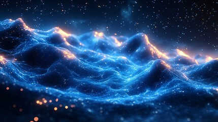 Obraz premium Surreal Digital Rendering of Glowing Blue Hills