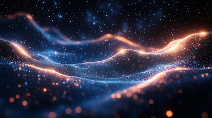 Obraz premium Soft Glowing Hills of Blue Luminous Lines