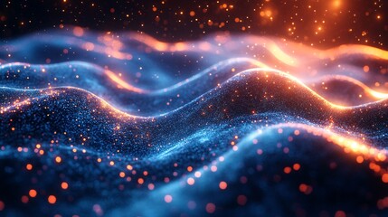 Obraz premium Surreal Digital Rendering of Glowing Blue Hills