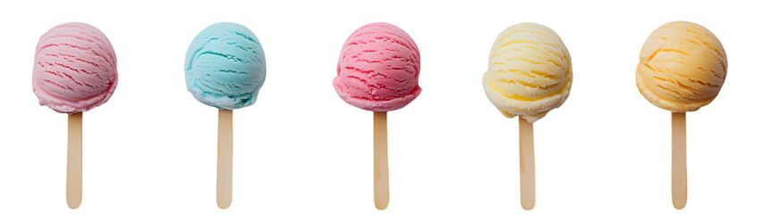 Watercolor ice-creams with wafer