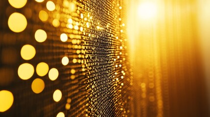 abstract sun rays through mesh screen, golden hour lighting, organic shadow patterns, woven texture overlay, warm autumn tones, dreamy bokeh effect, natural light photography
