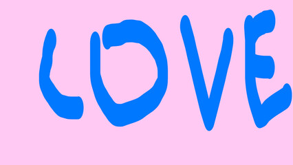 Obraz premium Pink handwritten love brush art on pastel pink background, perfect for romantic designs and greeting cards