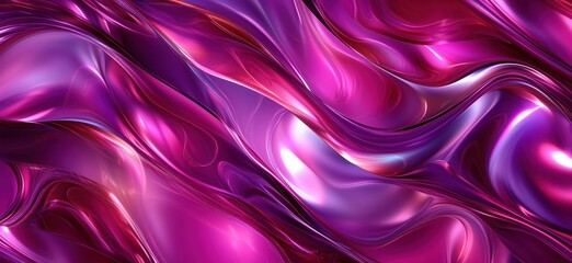 Fototapeta premium Abstract pink purple fluid waves, vibrant colors, smooth textures, dynamic patterns, glossy appearance, copy space for text