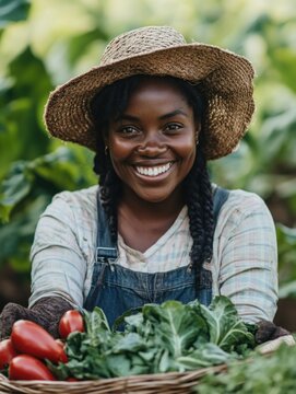 Joyful Farmer with Fresh Produce