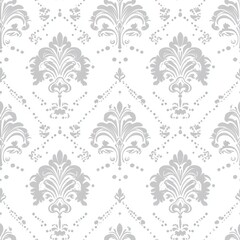 delicate baroque pattern, light gray ornamental diamonds, dotted diagonal lines, white background, symmetrical floral motifs, elegant scrollwork, refined geometric layout, seamless repeat design,
