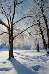 winter forest in the morning portrait
