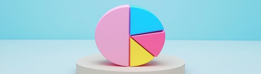 Obraz premium A pastel pie chart, Futuristic ai-enhanced glowing chart display for data visualization in urban settings