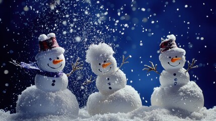 Fototapeta premium Diverse Snowmen Set: Christmas & New Year Vector Illustrations