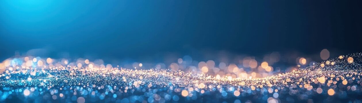 Glowing particles on blue background, Visualize ai-driven holographic scatterplot of statistical data in virtual environments for enhanced insights