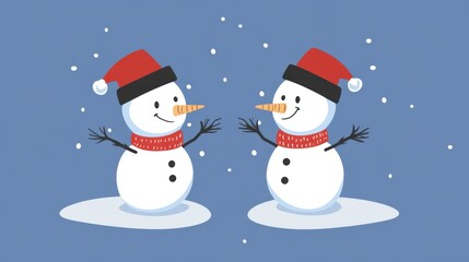 Naklejka premium Diverse Snowmen Set: Christmas & New Year Vector Illustrations
