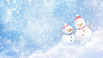 Fototapeta premium Diverse Snowmen Set: Christmas & New Year Vector Illustrations