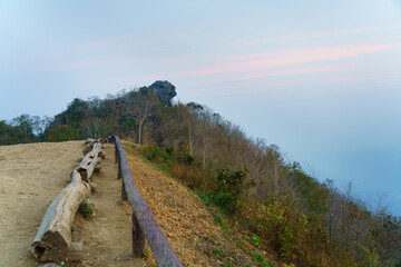Pha Hua Sing with smog air pollution on Doi Samerdao