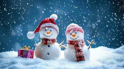 Fototapeta premium Diverse Snowmen Set: Christmas & New Year Vector Illustrations