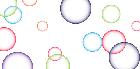 Multicolor Many bubbles abstract Colorful transparent soap floating in the air. Design soap bubbles on a white background. beautiful Modern abstract Shiny reflection, flying bath elements circle shape