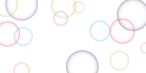 Multicolor Many bubbles abstract Colorful transparent soap floating in the air. Design soap bubbles on a white background. beautiful Modern abstract Shiny reflection, flying bath elements circle shape