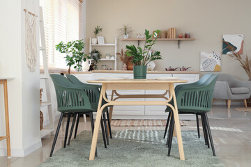 Interior of modern dining room in studio apartment