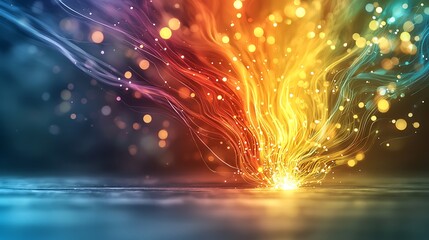 A vibrant and colorful spectrum of light, blending seamlessly together in a mesmerizing display, creating a sense of joy and excitement.