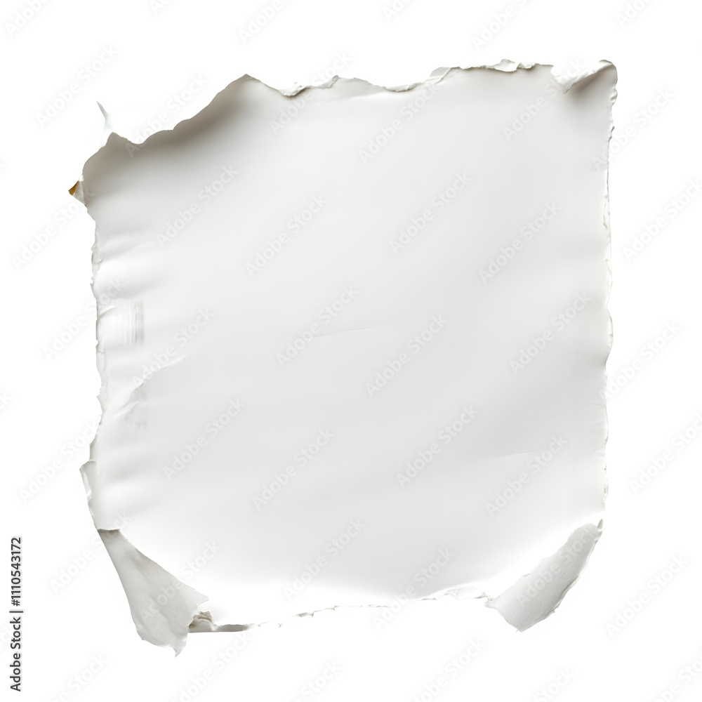 Poster versatile white ripped paper with transparent background for design projects
