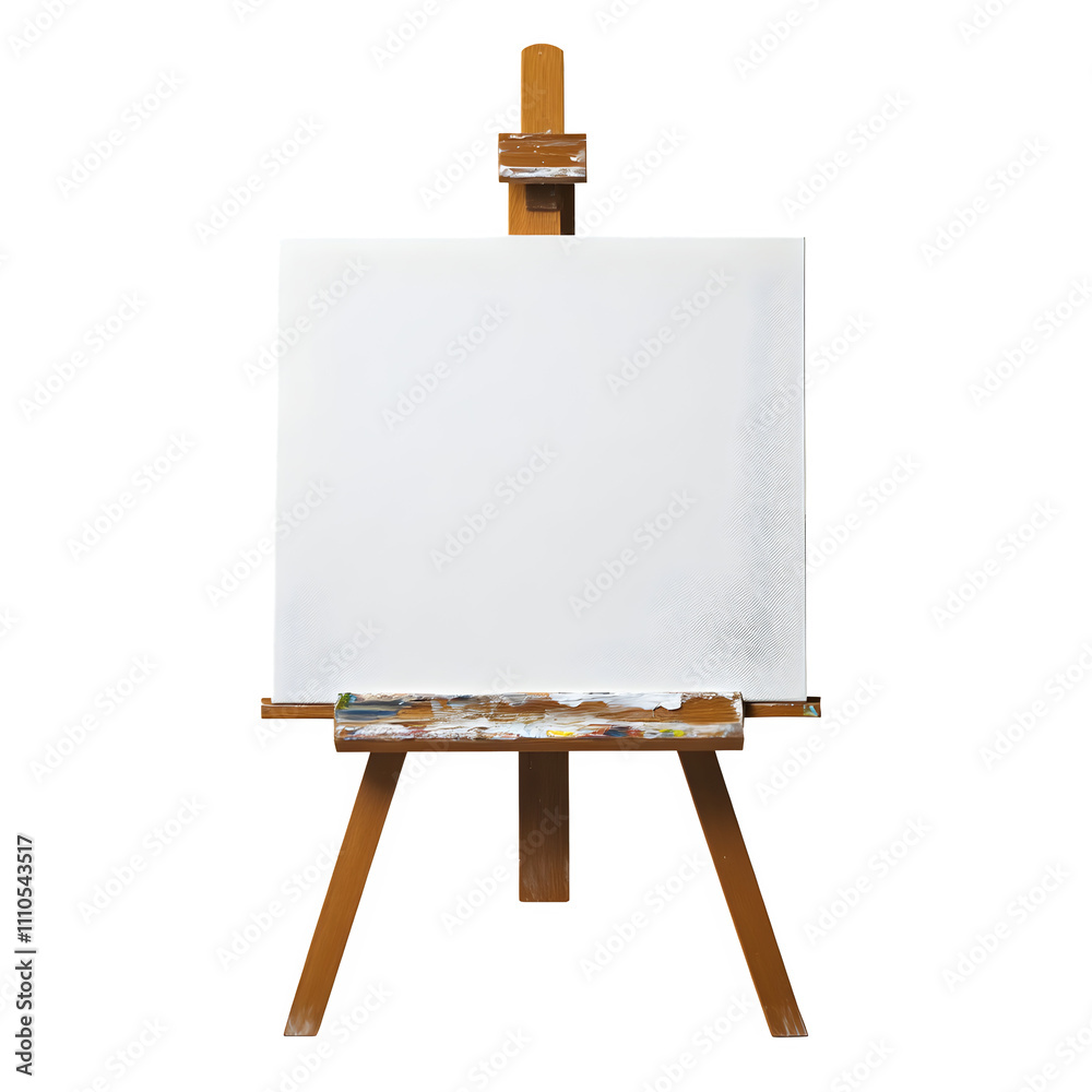 Aufkleber empty canvas on a wooden easel, great for artists to paint and create on a clear background. perfect
