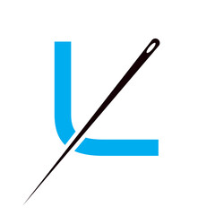 Letter L Tailor Sewing Needle Logo Design Concept For Embroider, Textile, Fashion, Cloth, Fabric Symbol