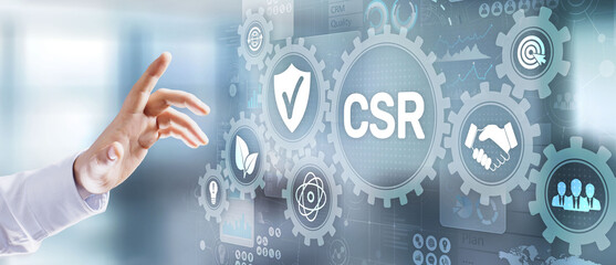 CSR Corporate social responsibility business technology concept on virtual screen.