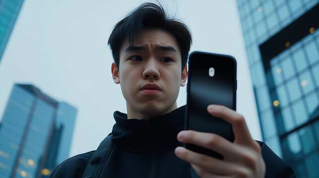 Frustrated individual clutching a smartphone, reflecting on the challenges of modern technology and communication