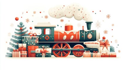Vibrant Cartoon Train with Festive Decorations