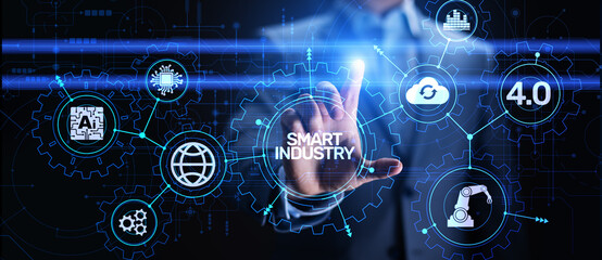 Smart industry 4.0, automation and optimisation concept on virtual. Business and modern technology concept.