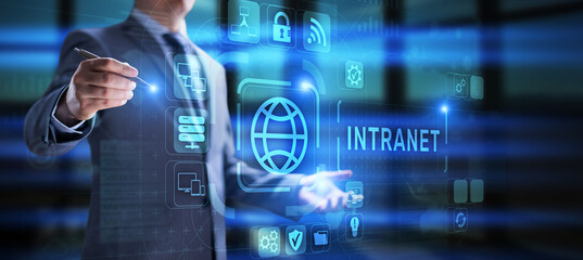 Intranet Corporate communication network Business technology networking concept.