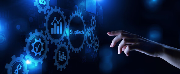 SupTech Supervision technology regulatory business finance concept on virtual screen.