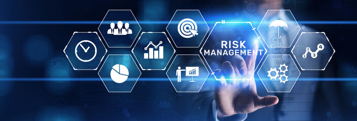 Risk management business finance concept on virtual screen.
