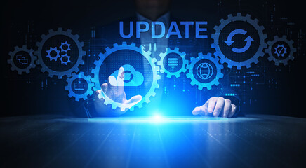 Update software system upgrade download new version internet technology concept.