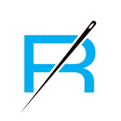 Letter R Tailor Sewing Needle Logo Design Concept For Embroider, Textile, Fashion, Cloth, Fabric Symbol