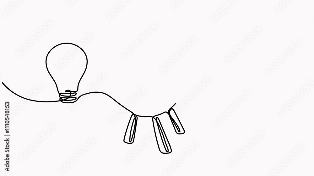 Poster lightbulb with target and arrow continuous one line drawing animation. startup idea concept animated