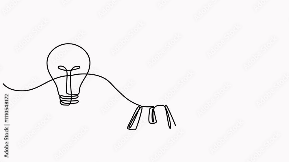 Poster lightbulb with target and arrow continuous one line drawing animation. startup idea concept animated