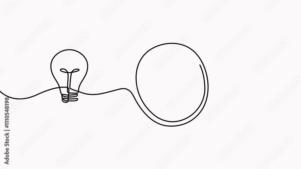 Poster lightbulb with target and arrow continuous one line drawing animation. startup idea concept animated