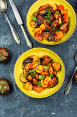 A bowl of vegetable stew.
