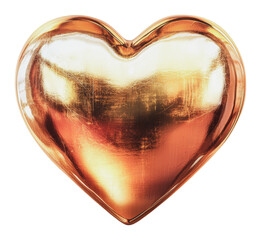 Shiny heart-shaped object in warm tones, cut out - stock png.