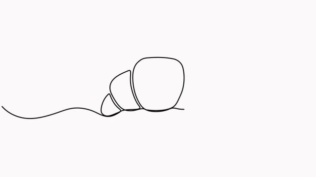 Croissant continuous line drawing animation.