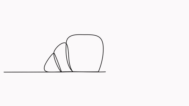 Croissant continuous line drawing animation.